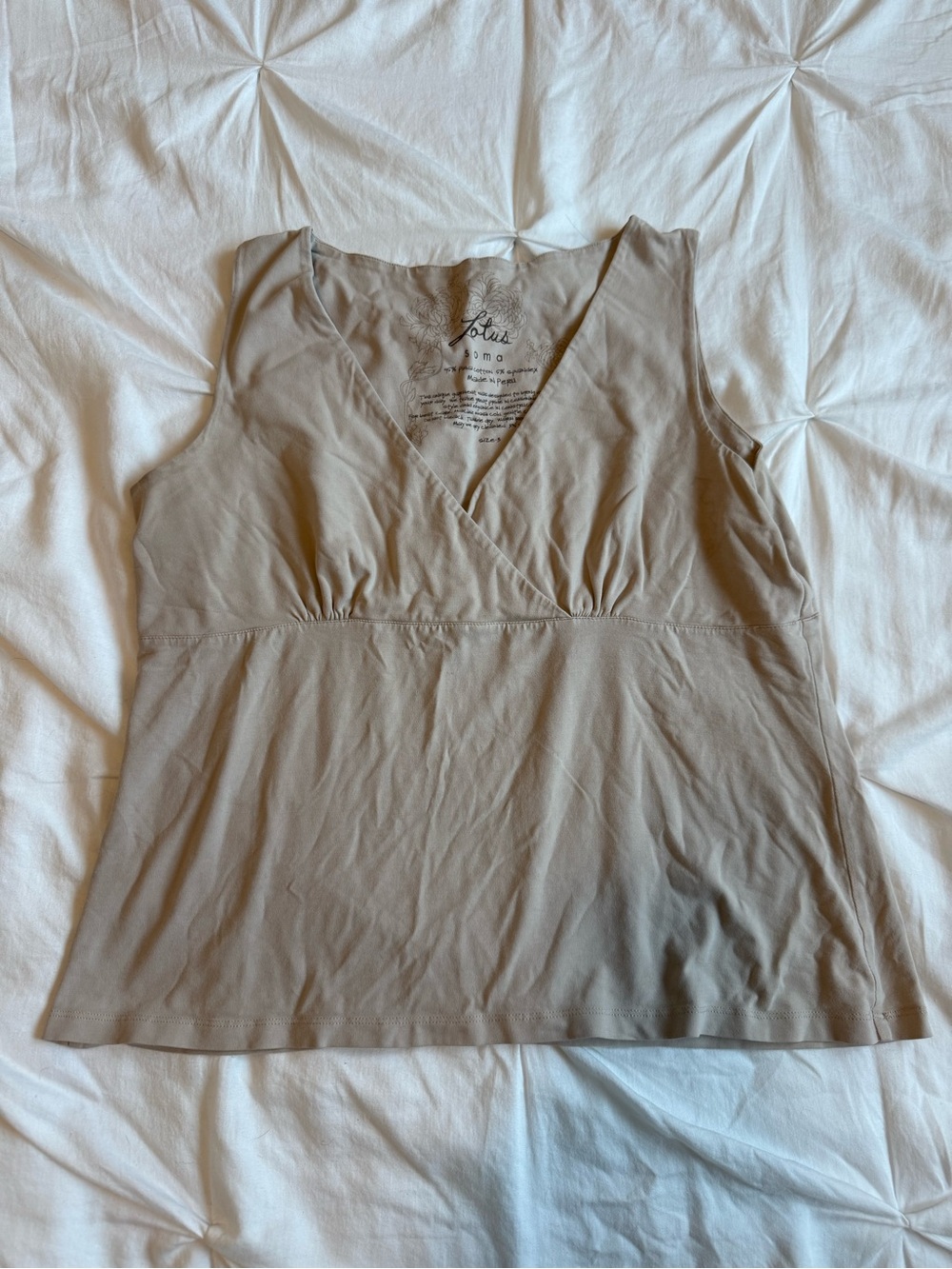 Soma Lotus Lounge V-Neck Tank Top in Taupe